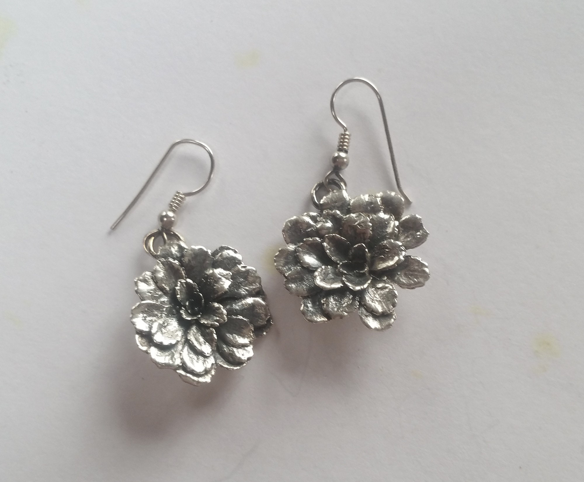 Flower Earrings, Sterling Silver Succulent Dangle Earrings, Botanical Nature  Jewelry - Etsy