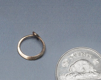 Man's Earring, Single Hoop 10 mm, 14k Gold Small Hoop Tiny Single Earing, Solid 14k Yellow Gold, Rose Gold, or White Gold