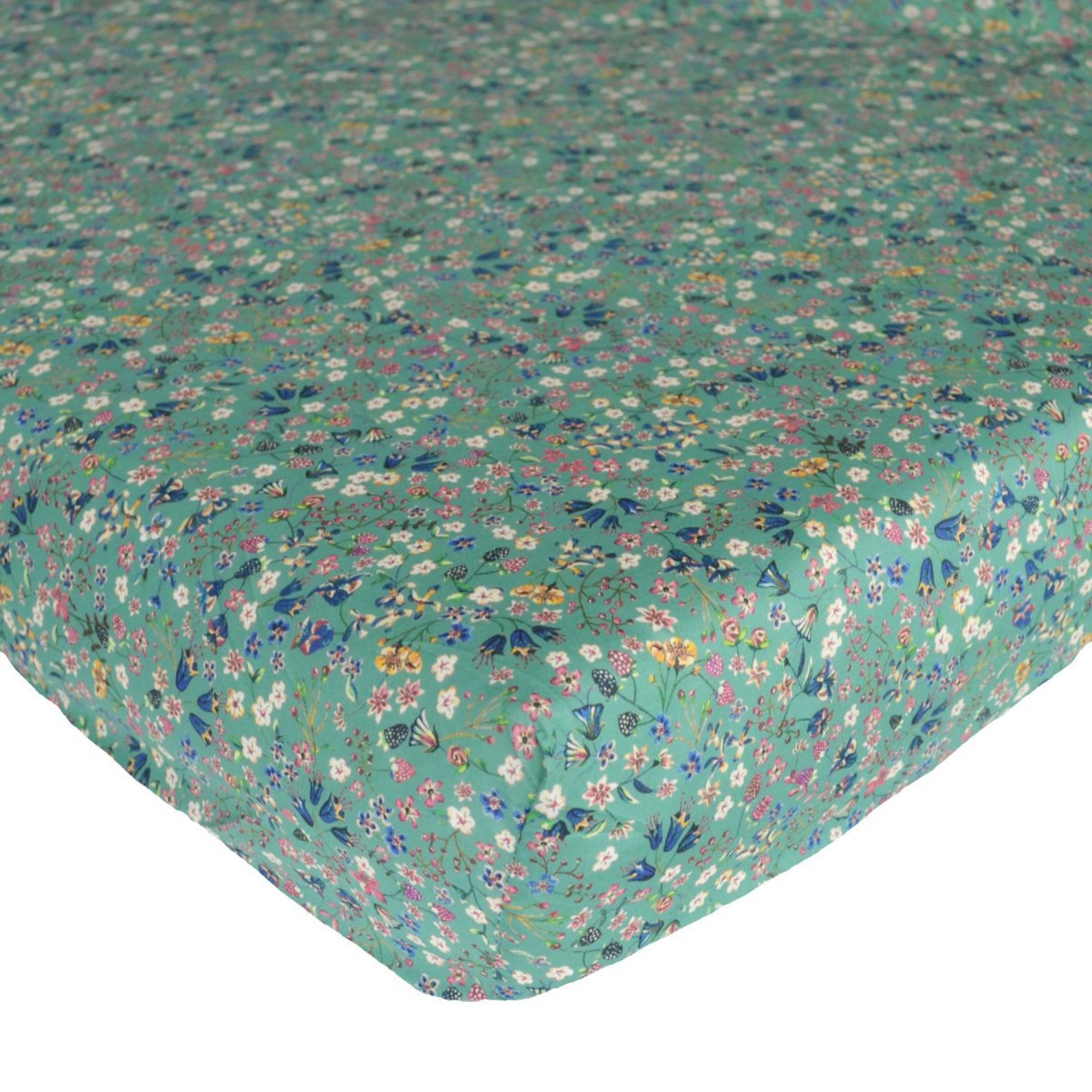 Fitted Sheet Made With Liberty Fabric Donna Leigh Green Coco & Wolf