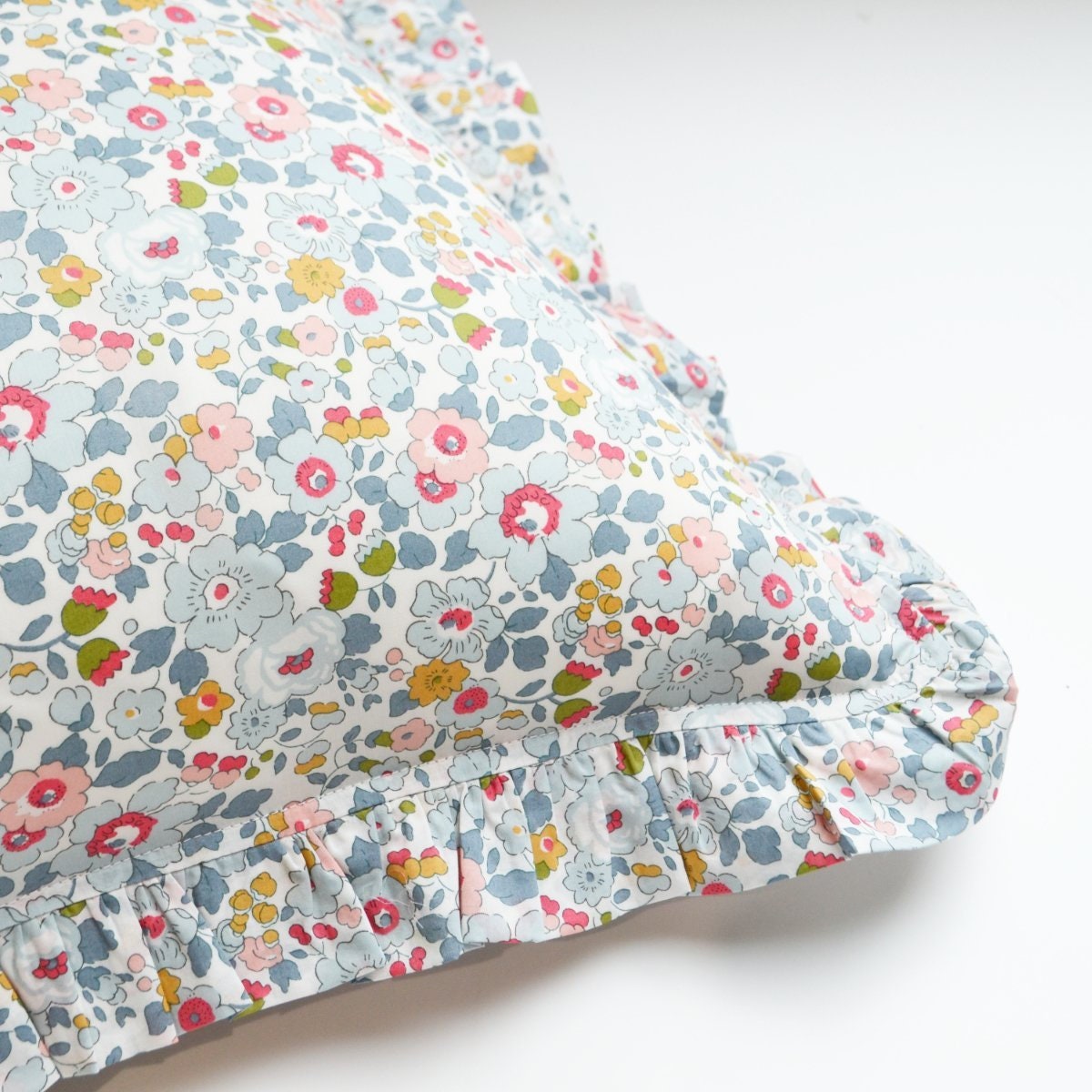 Frill Edge Pillowcase Made With Liberty Fabric Betsy Grey | Etsy UK