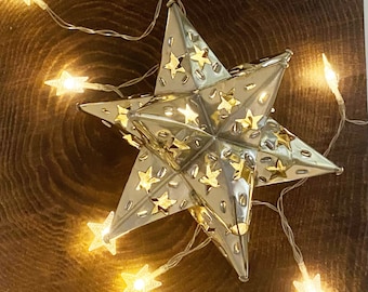 Moravian Punched Tin Star Ornament 9" diameter-Handmade Metal Tin Star Christmas Ornament, Estrellas,Mexican Tree Topper-Handmade in Mexico