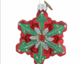 Christmas Snowflake- Handmade Glass Snowflake Christmas Ornament- Made in Poland