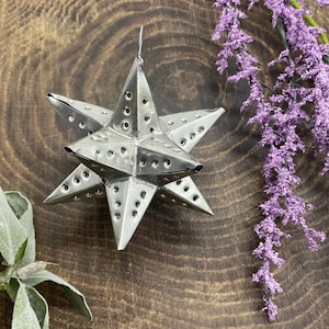Moravian Punched Tin Star Ornament - Handmade Metal Star Christmas Ornament- Hanging Moroccan Metal Star Ornament-Handcrafted in Mexico