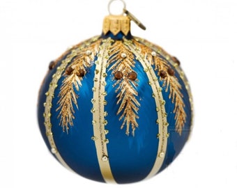 Blown Glass Ball Christmas Ornament-Amber Forest Blown Glass Ornament-Made in Poland-Christmas Balls-Unique Ornament-Nostalgic Christmas