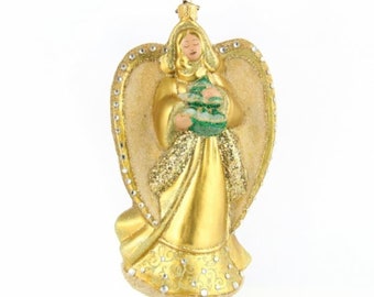 Blown Glass Golden Angel Christmas Ornament-Handmade Angel Glass Christmas Tree Ornament-Made in Poland-Keepsake Ornament-Unique Ornament