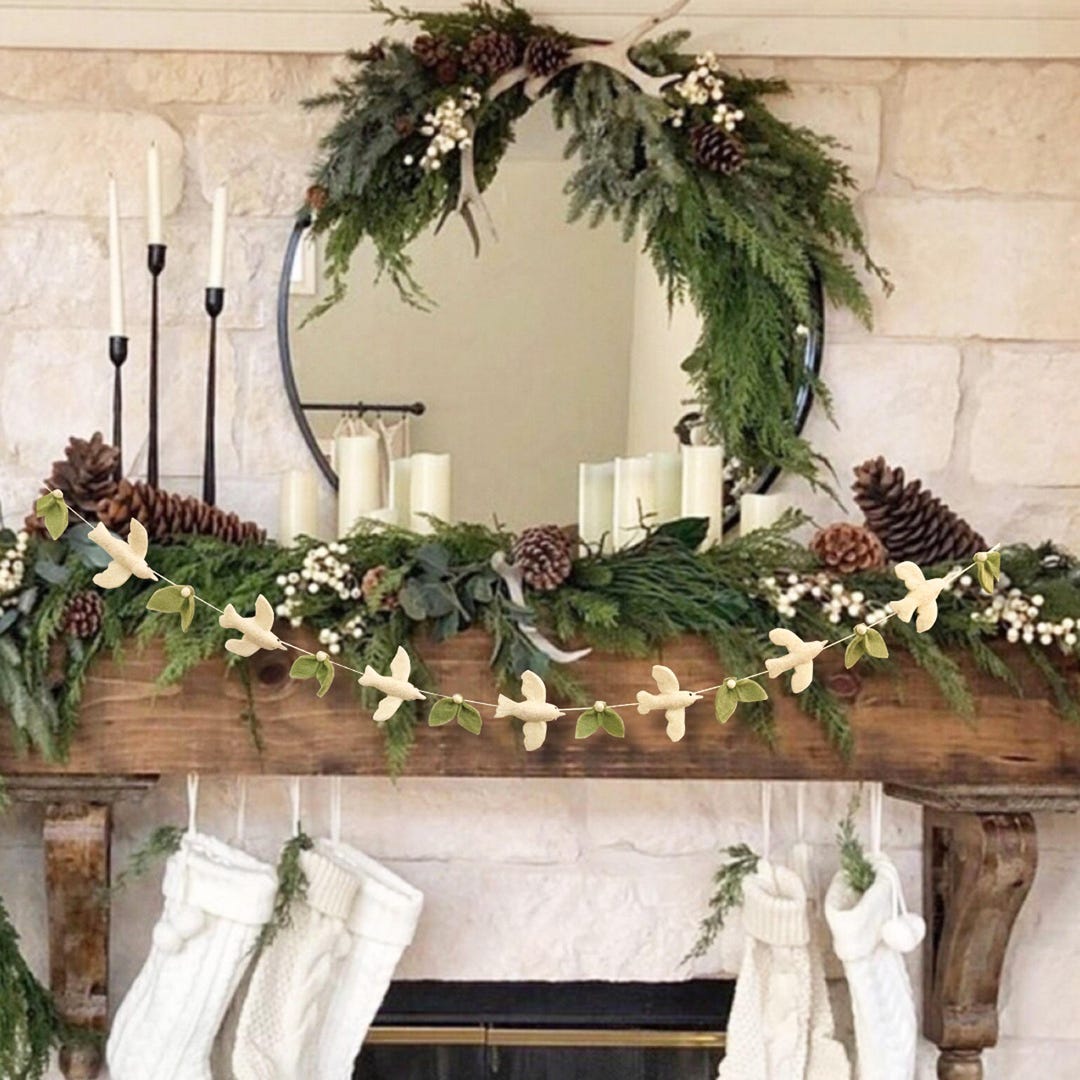 Handmade Felt Dove Christmas Garland and Bunting Arcadia Home main image 1