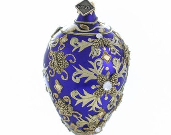 Sapphire - Handmade Faberge Egg Glass Christmas Ornament- Made in Poland