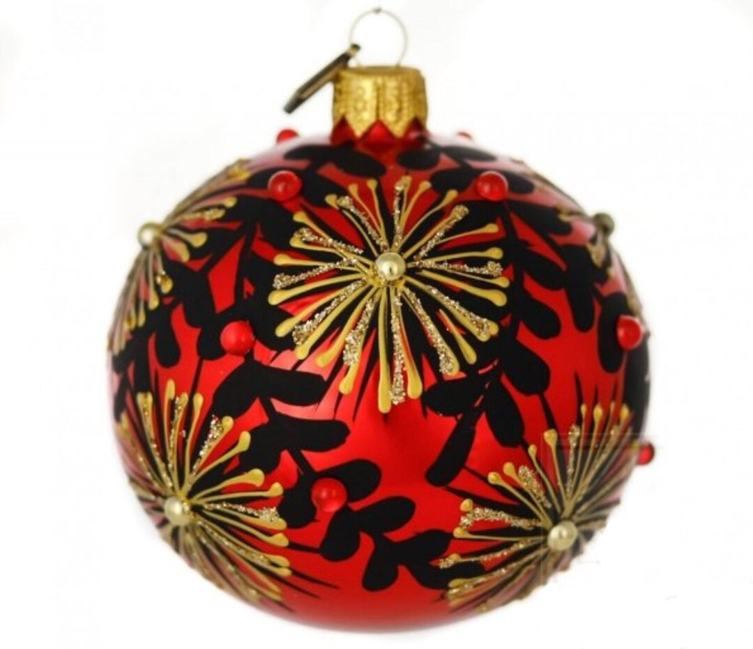 Hand Blown Glass Ornamentgolden Beams Handmade Glass Ball Christmas