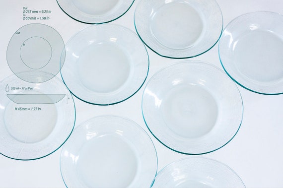 Set of 8 Glass Plates. Zero Waste Recycled Glass Plate With Minimalist Design for Dinner Table Etsy