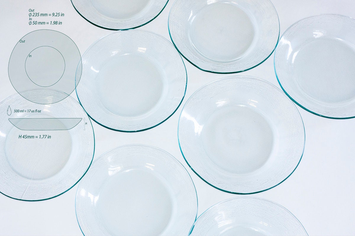 Dinnerware Set of 4 Clear Glass Dinner Plates Handmade Gift Etsy Canada