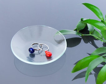 Set of 4 clear glass, ring holder, Recycled glass for special occasion