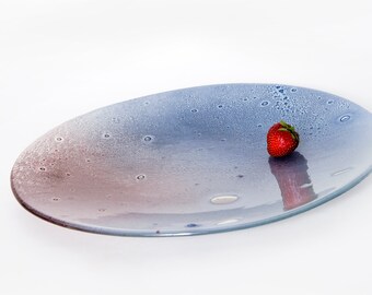 Large decorative plate, glassware plate, Custom wedding decorations for table.