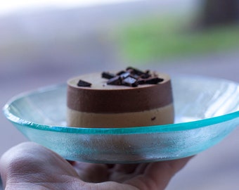 Set of clear glass plates. Zero Waste Recycled Glass Plate With Minimalist Design