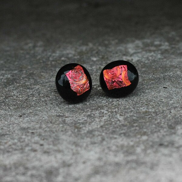 dichroic glass, dichroic earrings, glass earrings, tud earrings, pin earrings, everyday, handmade, gift for her