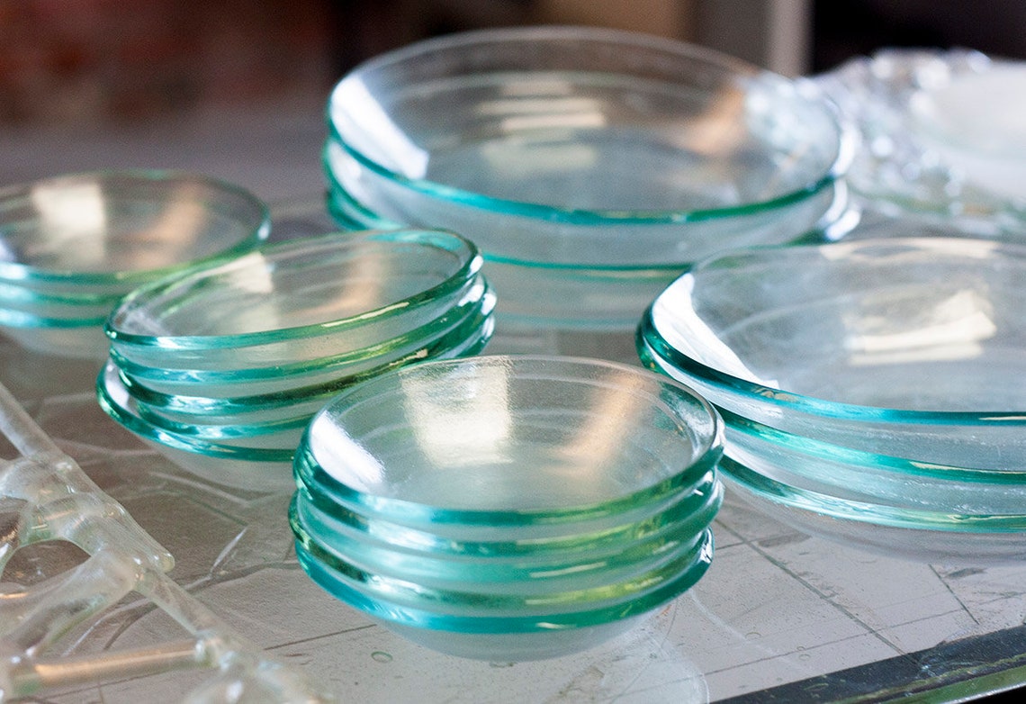 Set of 8 Clear Glass Plates Recycled Glass Plates Zero Waste Etsy