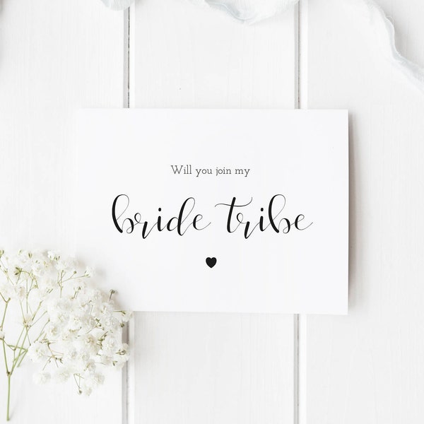 Will You Join My Bride Tribe Card, Bridesmaid Wedding Card, Bridesmaid Card, Elegant Script Bridesmaid Card