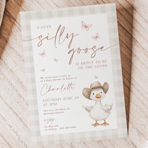 Silly Goose Baby Shower Invitation Template, Printable Goose Baby Shower, Mother Goose Baby Shower Evite, Gender Neutral Baby Shower, SO3121