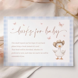 Carte de voeux Silly Goose, livre imprimable sur demande, livre bleu baby shower pour bébé, shower de bébé garçon, SO3046