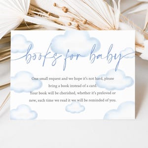 Carte de naissance Cloud Books pour bébé, Demande de livre à imprimer, Livre bleu baby shower pour bébé, Shower de bébé Cloud Nine, SO3068