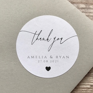 Calligraphy Thank You Favour Stickers, Personalised Wedding Favour Stickers, Wedding Labels, Cake Bag Stickers, Sweet Bag Stickers