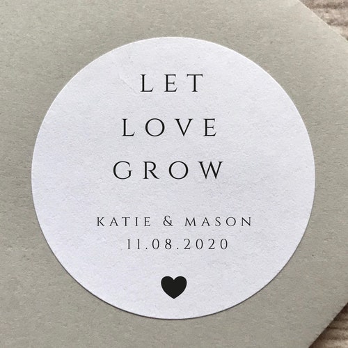 Let Love Grow Stickers Wedding Favour Stickers Personalised - Etsy UK