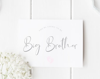 You're Going To Be A Big Brother Card, New Baby Card, Baby Announcement Card, Sibling Card, Pregnancy Announcement Card - Pink Feet #001