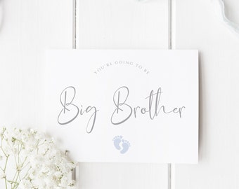You're Going To Be A Big Brother Card, New Baby Card, Baby Announcement Card, Sibling Card, Pregnancy Announcement Card - Blue Feet #001