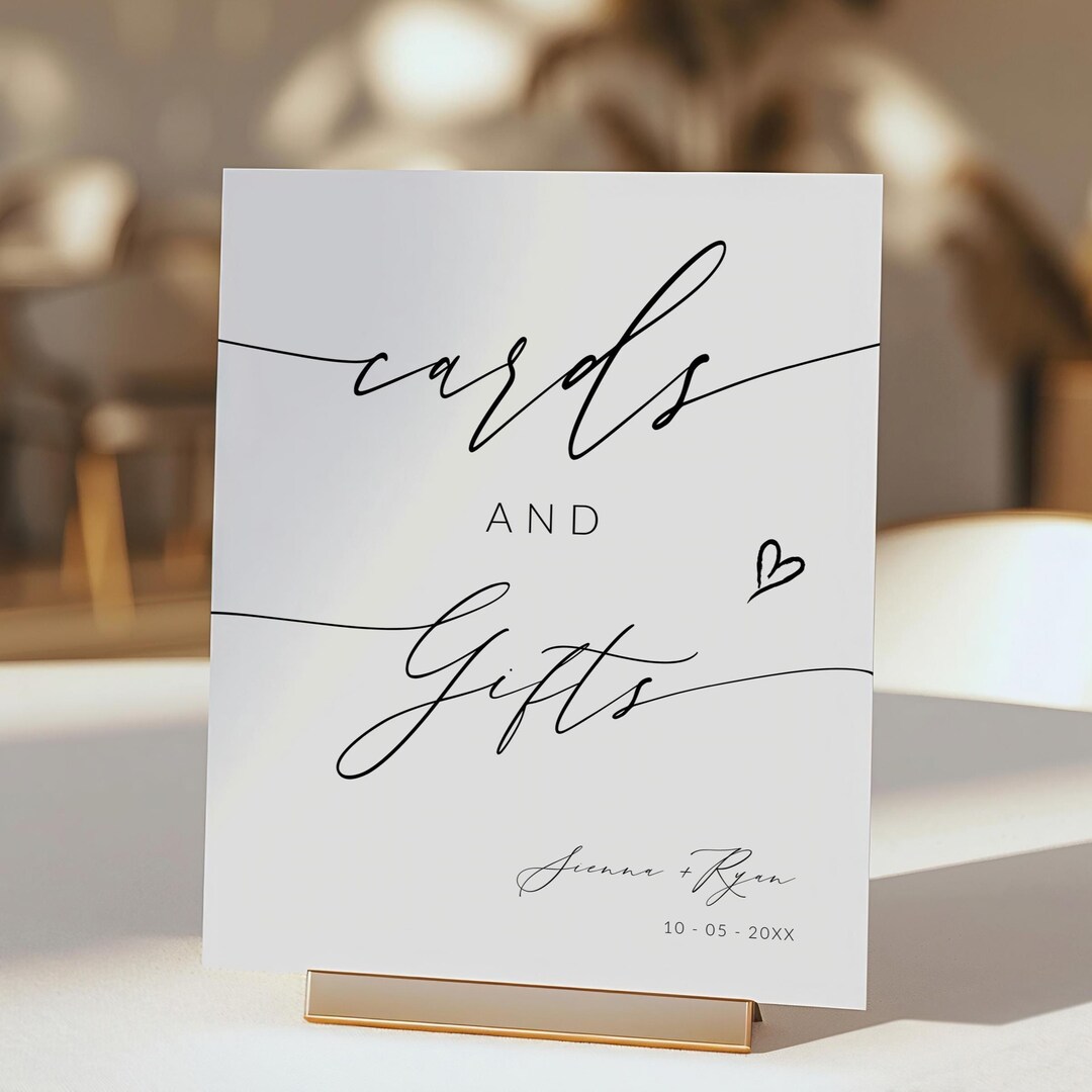 Cards and Gifts Sign Template, Wedding Gifts Sign, Bridal Shower Gift ...
