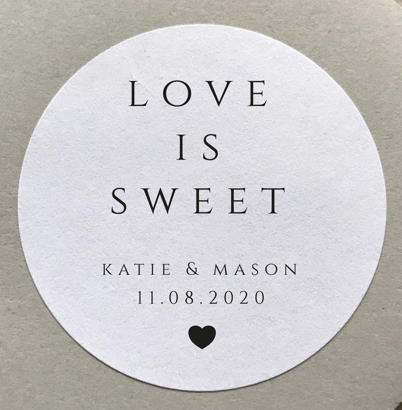 Love is Sweet Sticker Personalised Wedding Favour Stickers - Etsy UK