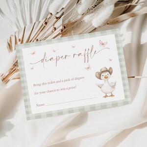Silly Goose Diaper Raffle Card, Printable Diaper Request Card, Sage ...