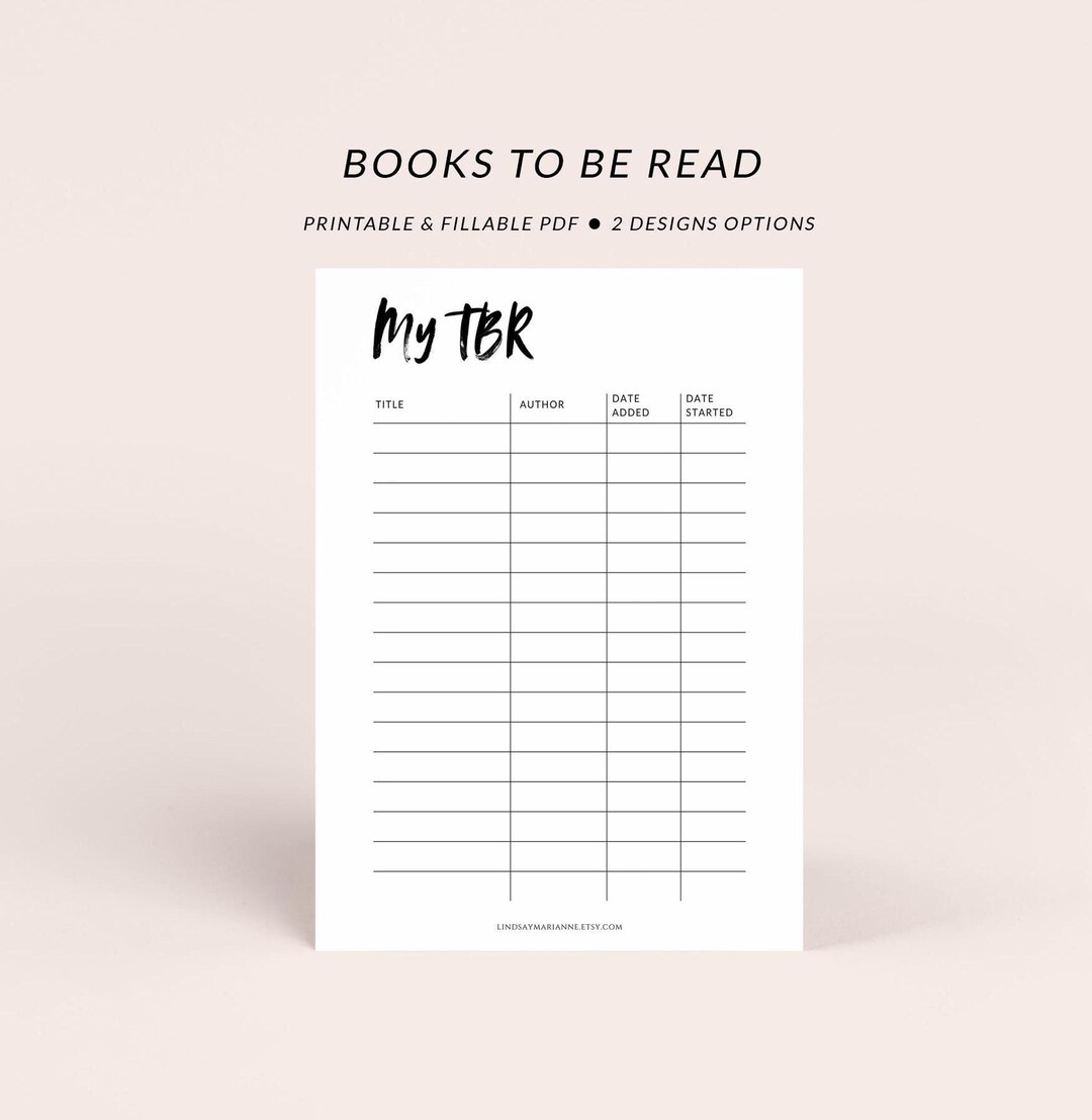 Books to Read Printable, Reading Tracker, Reading Journal, TBR Tracker