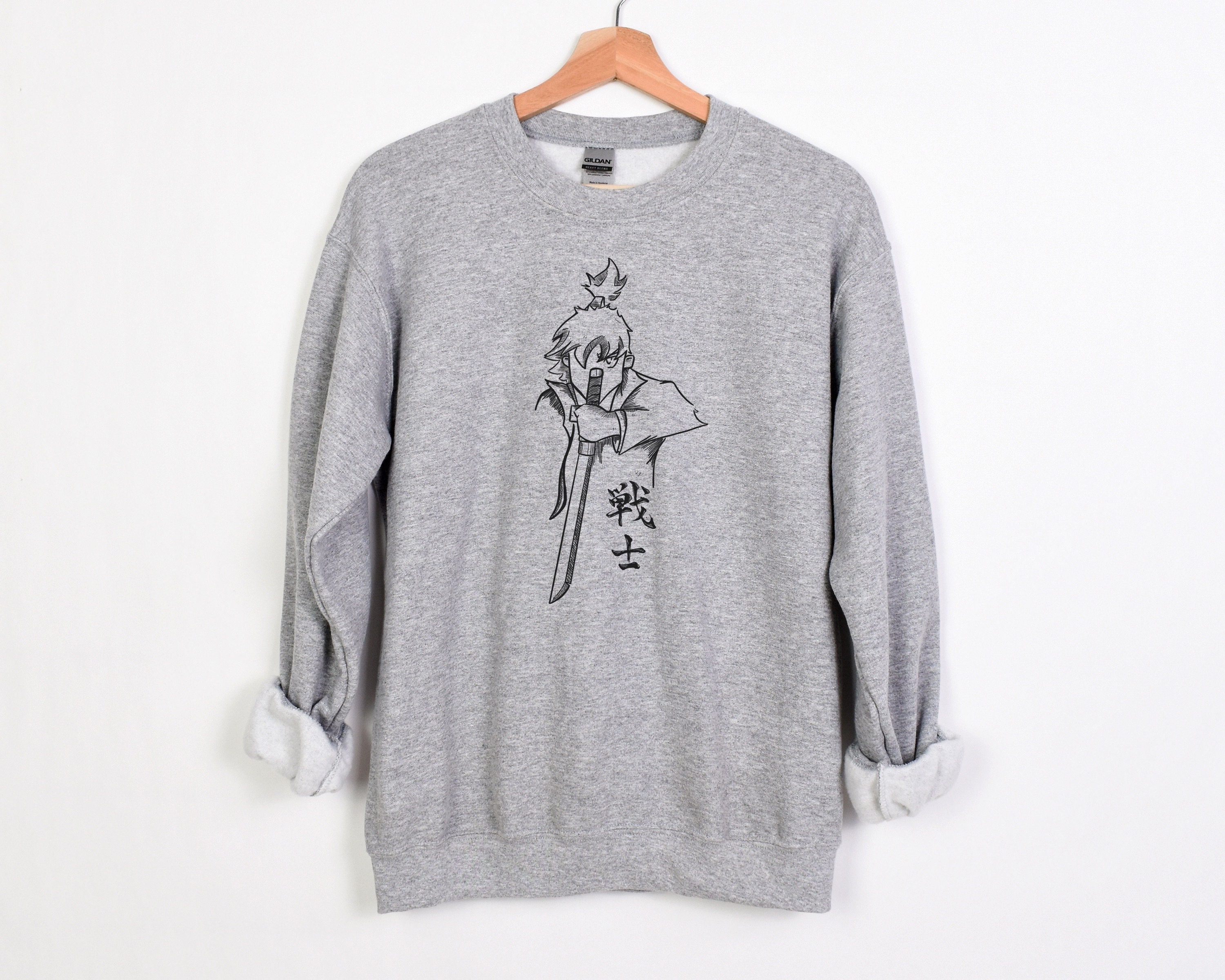Anime Warrior Crewneck Sweatshirt Etsy UK