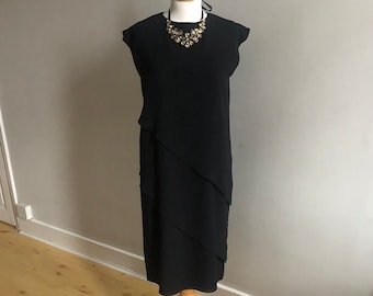 Beautiful Black Tiered 1970s Dress by Pierre Cardin