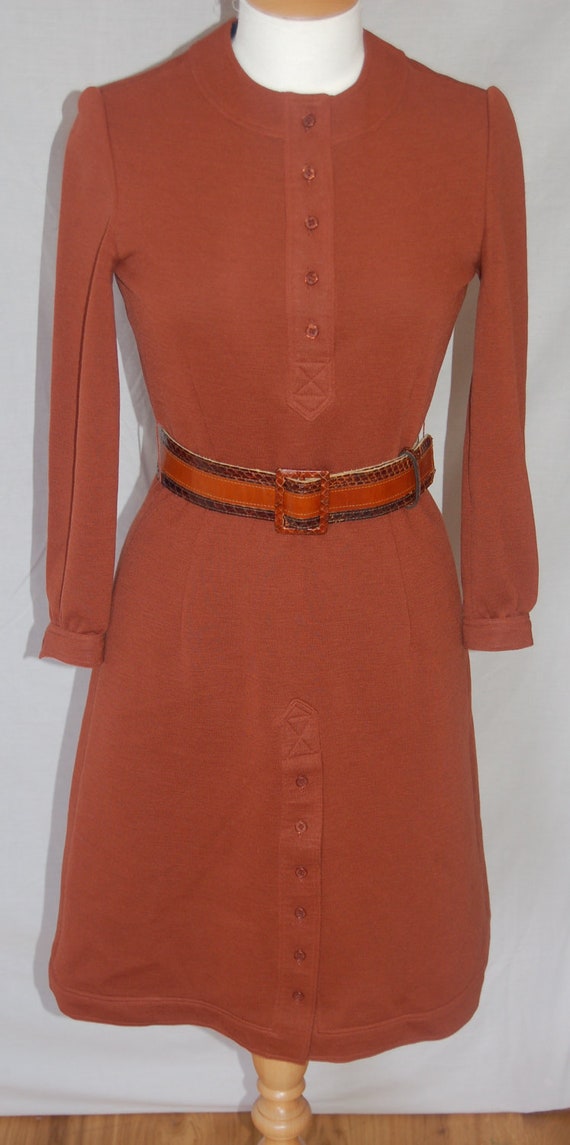 Vintage 1960's button down brown wiggle dress with