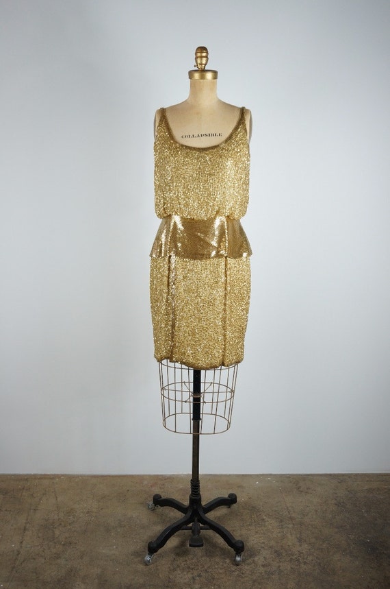 A Stunning 1960s Hand Finished Gold Beaded Dress by Oleg Cassini - Etsy