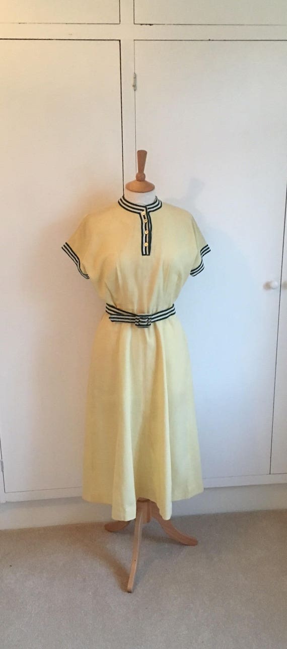 Lemon Yellow Vintage 1950's tennis style dress wi… - image 5