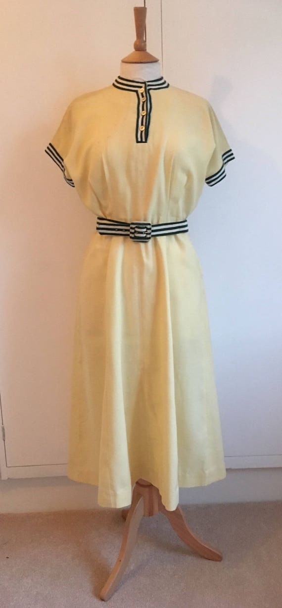 Lemon Yellow Vintage 1950's tennis style dress wi… - image 2