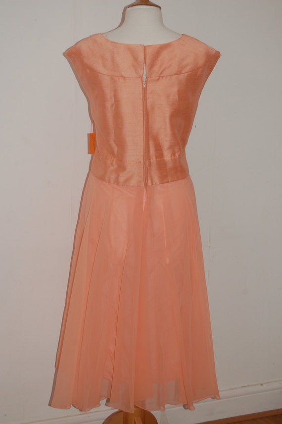 1960s peach chiffon silk party dress with rhinest… - image 4