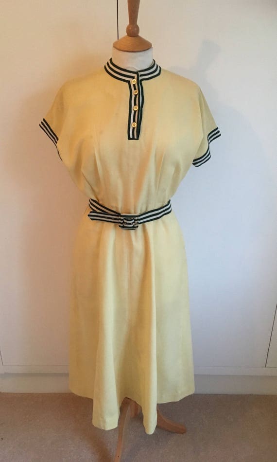 Lemon Yellow Vintage 1950's tennis style dress wi… - image 6