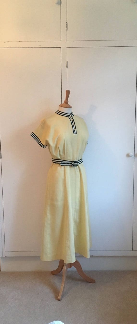 Lemon Yellow Vintage 1950's tennis style dress wi… - image 1