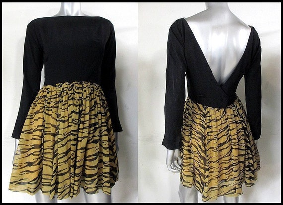 1960s vintage Mr Mort Vintage zebra print chiffon… - image 1