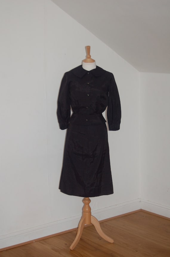 40's/50's shiny rayon skirt and jacket set with n… - image 1