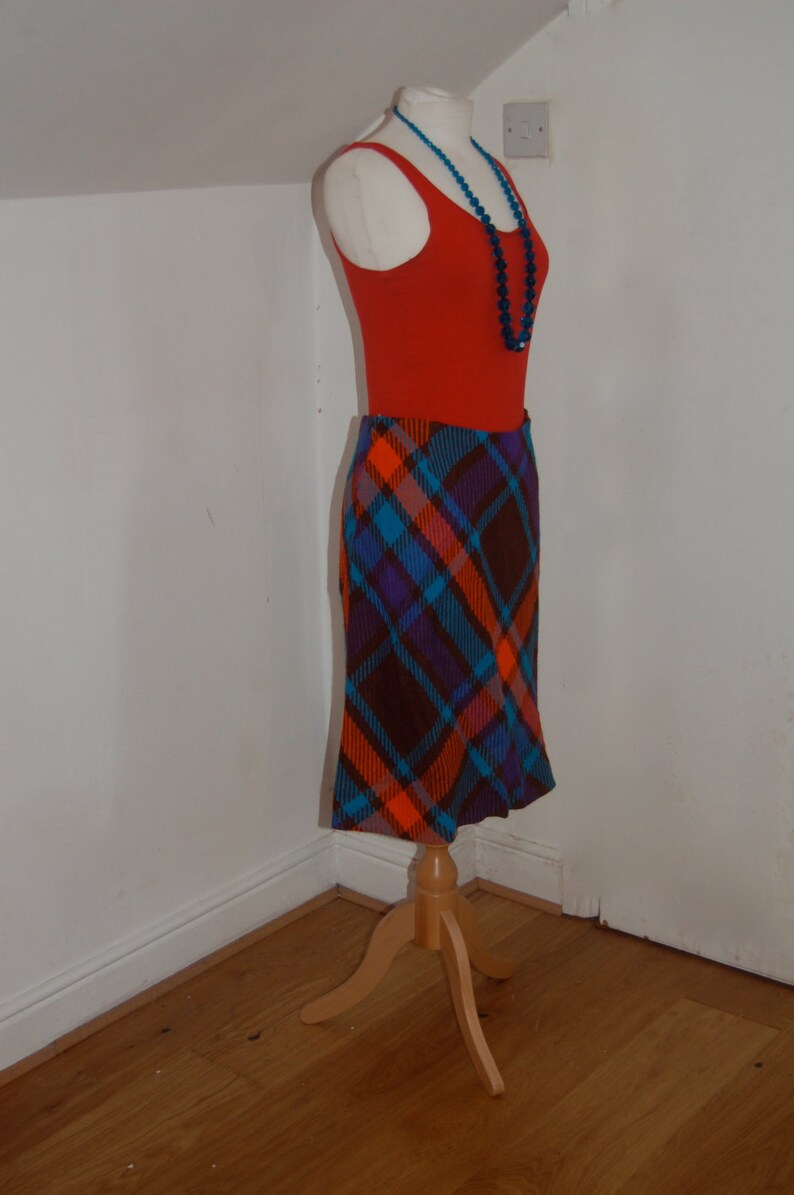 Retro Origional 1960s Vintage Wool Tartan Skirt in Brown Etsy