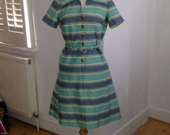 50s/60s Aqua Stripe - Nancy Greer Dress