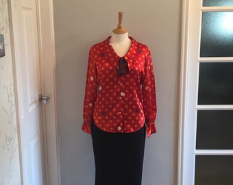 A lovely 1960s red and orange polka dot shirt by Majorett size M