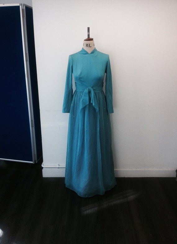 Fabulous vintage 1960's glamorous turquoise, chiff