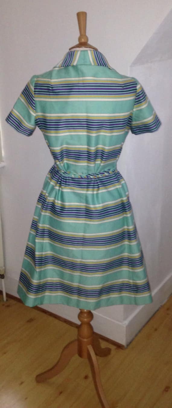 50s/60s aqua stripe - Nancy Greer dress - image 4