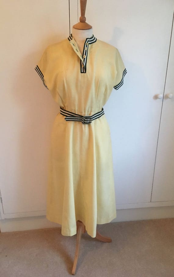 Lemon Yellow Vintage 1950's tennis style dress wi… - image 9