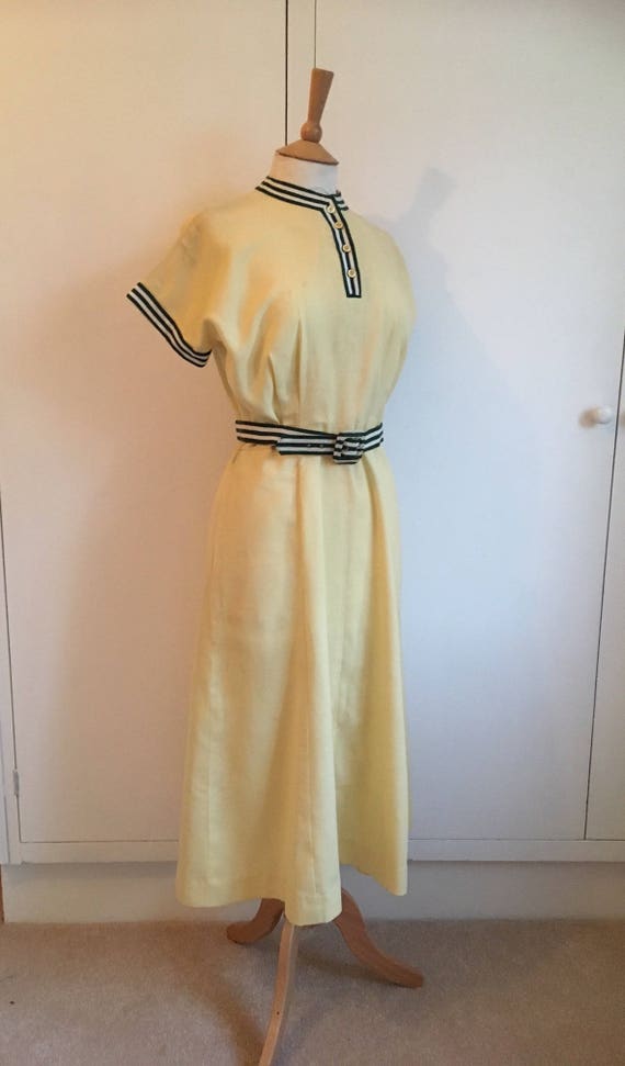 Lemon Yellow Vintage 1950's tennis style dress wi… - image 4