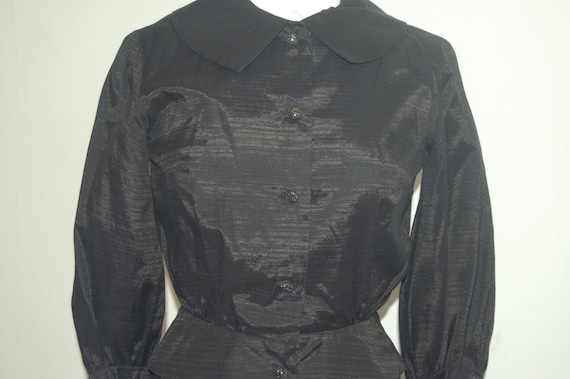 40's/50's shiny rayon skirt and jacket set with n… - image 4